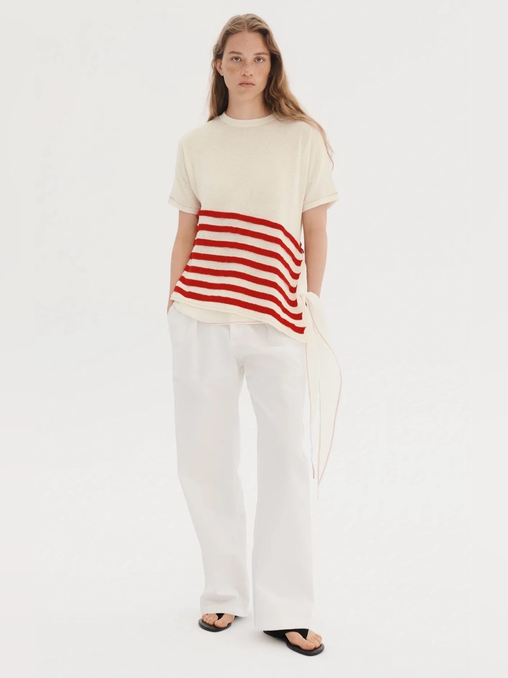 ASYMMETRIC STRIPED KNIT TOP